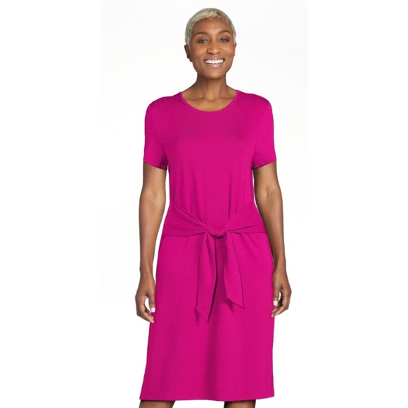 Time & Tru Tie-Front Fuchsia Berry Knit Dress sz:XS - Picture 4 of 8